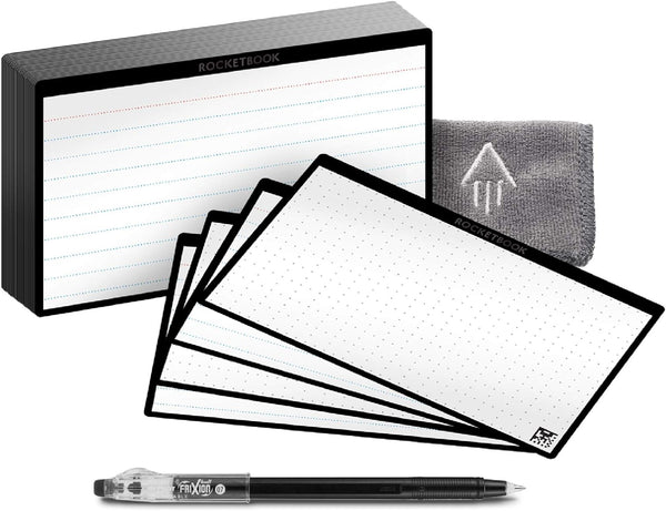 Rocketbook Cloud Cards - Eco-Friendly Reusable Index Note Cards with Pilot FriXion Pen & Microfiber Cloth