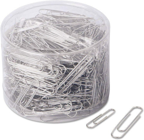 Universal UNV21001 Plastic-Coated Paper Clips, Assorted Sizes Silver (1000/Pack)