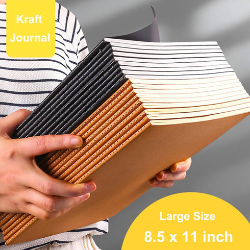 Large Blank Notebook Journals Bulk - Thick Plain Paper, 60 Pages, 8.5x11 inch, 12 Pack for Students, Office