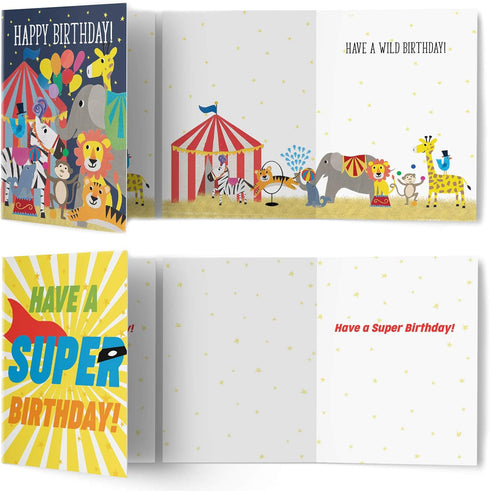 Tiny Expressions - 10 Kids Birthday Cards with Inside Messages and Envelopes