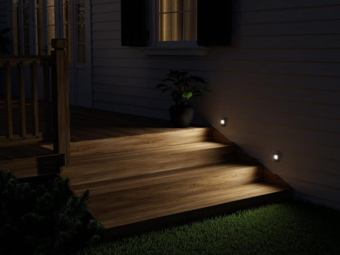 50 5000K Set 2 Good Earth Lighting Battery Operated LED Landscape Path or Deck Lights in Bronze, Motion Sensor