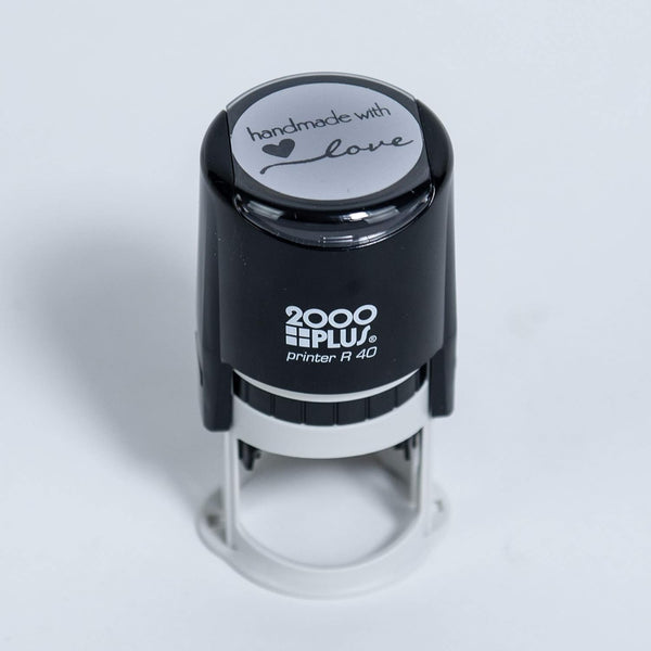 Handmade with Love Self-Inking R40 Round Stamp - 1 1/2" Diameter, Black Ink