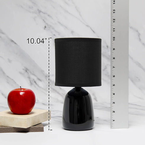 Simple Designs LT1134-BLK 10.04" Tall Traditional Ceramic Bedside Table Lamp with Matching Fabric Shade