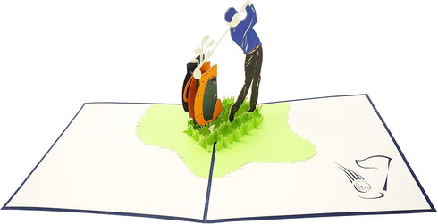 Golf 3D Pop Up Greeting Card for All Occasions - Love, Birthday, Retirement, Thank You, Get Well, Fathers, Mothers Day