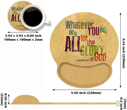 Ergonomic Mouse Pad Wrist Support Set - Bible Verse Design with Non-Slip PU Base for Home Office Pain Relief