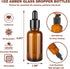 KOUWICH 60 Pack 1oz 30ml Dropper Bottle Amber Glass Dropper Leakproof with Funnels, Eye Droppers,Labels - Refillable UV