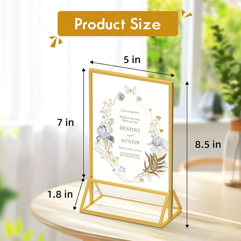 foltsyga 5x7 Holders5 7 Pack 6 Gold Picture Frame Double -Sided Acrylic Sign Holder,Wedding Signs Table Numbers Menu x