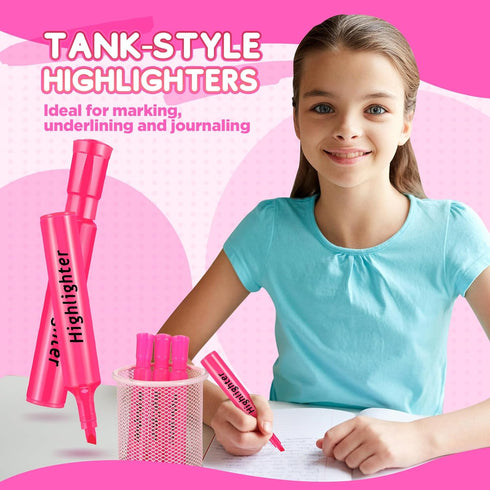 Qilery Tank Style Highlighters, 30 Pack Chisel Tip Highlighters, Quick Drying Fluorescent Markers for Kids, Classroom,