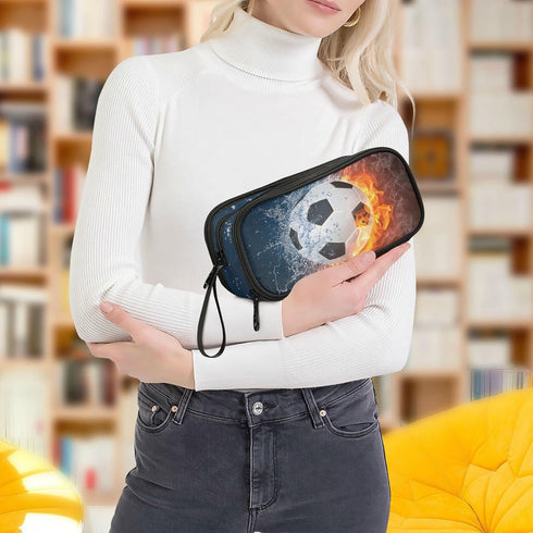 Soccer Football Ball Pencil Case Box, Large Zipper Pouch for Stationery, Organizer for Kids, Teens, and Adults