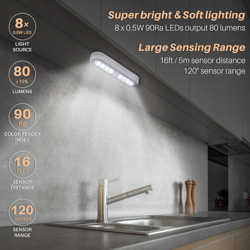 3 Pack 7 Closet, STAR-SPANGLED Motion Sensor Lights Indoor Battery Operated, Stick on LED Light for Stairs, Under