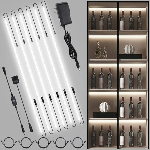 JUSJUBR LED Lights for Shelves, 6 PCS 20 Inch Dimmable Flexible COB