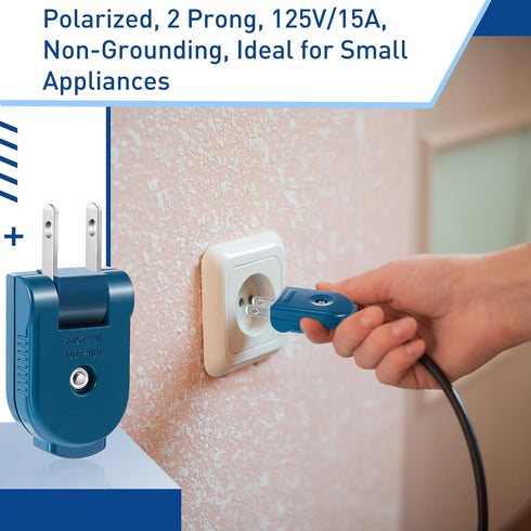 7 Piece Replacement Plug Extension Cord Plug - 2 Prong, 125V 15A Electric Plug for Small Appliances