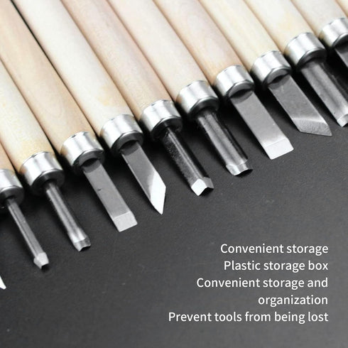 12Pcs Wood Carving Tool Set, Rubber Stamp Carving Knife, Steel Sculpture Knife for Soft Materials