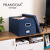 PRANDOM File Organizer Box - Collapsible Decorative Linen Filing Storage with Lids, Set of 1, Letter/Legal Size, Navy