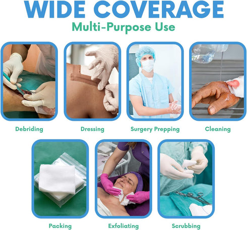 4x4 200-4-Ply, HEALQU Gauze Pads - Bag of Non-Woven Surgical Sponges - Super Absorbent Medical Gauze Sponges for Wound