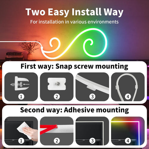 5V 16.4Ft 5M IP67 iNextStation RGB Smart IC USB Neon Led Strip Lights, Neon Rope Lights Flexible Multicolor Waterproof