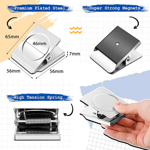 Grtard 2 Pack Extra Large Magnetic Clips Heavy Duty, 2.2 Inch Heavy Duty Fridge Magnets Clips, Clips Magnet, Magnets with Clips, Strong Magnet Clips for Whiteboard, Refrigerator, Office Magnets by Grtard