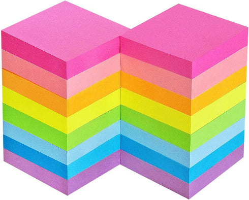 Eastern Wolf Sticky Notes 2x2, 8 Bright Multi Colors, 16 Pads, 100 Sheets/Pad, Self-Stick Notes