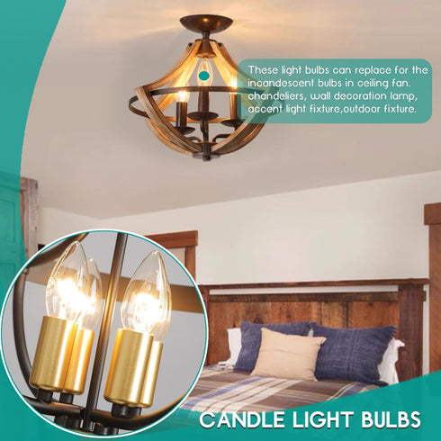 MEQIQTEK E12 60 Bulbs, Bulbs 2500K, 500 Dimmable B10 Bulbs (12 Pack) Watt Incandescent Candle Light Chandelier Light