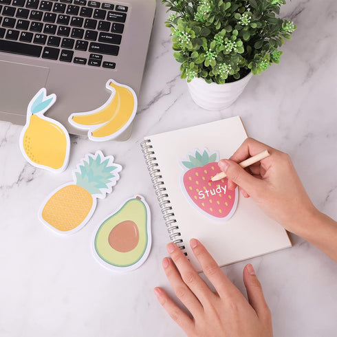 Cobee Cute Fruit Sticky Notes, 6 Pack Large Fruit Cartoon Sticky Notes, Fruit Shape Markers Flags, Cartoon Large