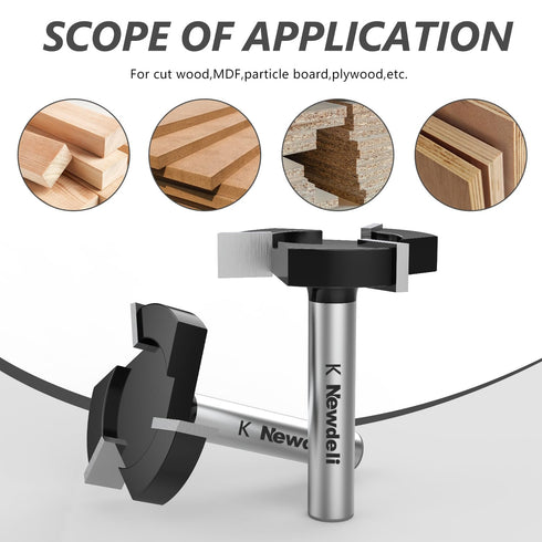 Spoilboard 1/4 inch 1" 3 1/2" 1/4" Newdeli CNC Surfacing Router Bit Shank Cutting Diameter Wings Slab Flattening Router