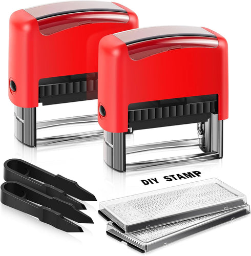 Fulmoon 2 Pieces Self Inking Rubber Stamp, Personalized DIY Stamp Kit with Black Ink for Office Supplies