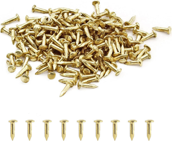 200 Pcs Tiny Brad Nails, Brass String Art Nails, 1.2x6mm Wood Finish Nails for DIY Pictures Boxes Decorative Household