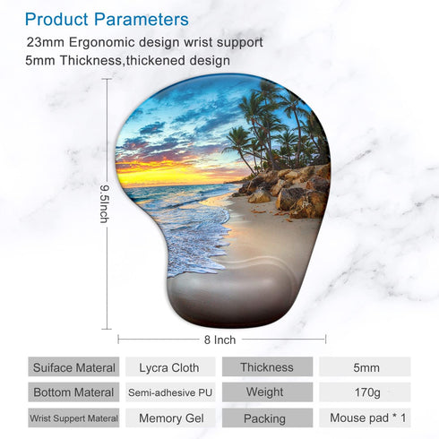 ITNRSIIET 9.5 8 inches, Ergonomic Mouse Pad with Gel Wrist Support Wrist Rest Smooth Surface Non-Slip PU Base