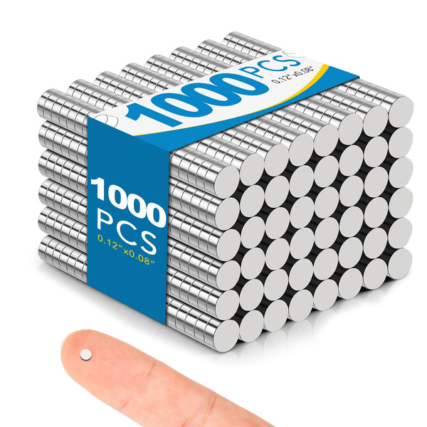 Small Magnets, 1000 Pack Refrigerator Magnets, 3x2mm Rare Earth Neodymium Magnets for Crafts, Whiteboard, Kitchen