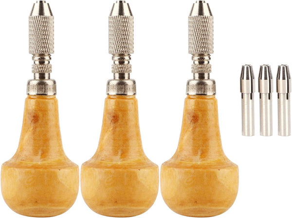 3 Set Pin Vise Chuck, Wooden Handle Pin Vise Set for Jewelry Production Making Tool