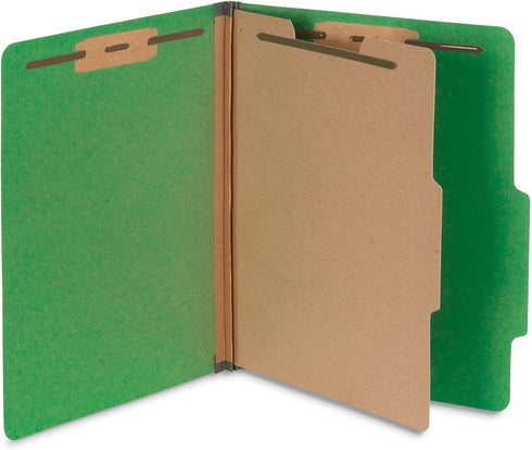 Blue Summit Supplies Classification Folders, 1-Divider, Letter Size, Green, 10 Pack with 2 Inch Tyvek Expansions