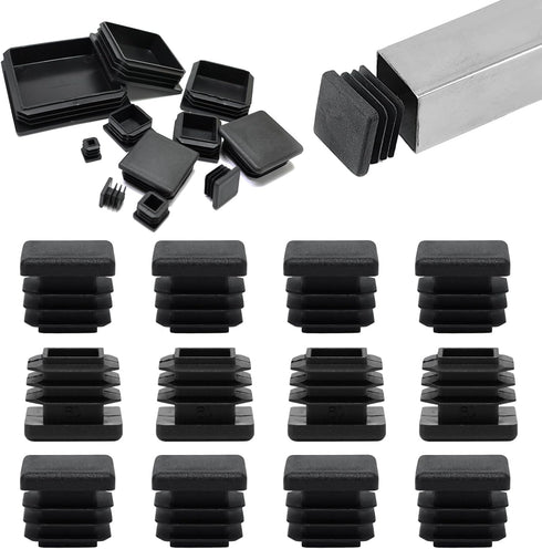 EASYEAH 3/4" (19mm) Plastic Hole Plugs Black -Square Chair Leg Caps &