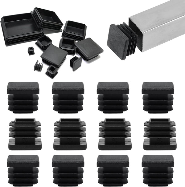 EASYEAH 3/4" (19mm) Plastic Hole Plugs Black -Square Chair Leg Caps &