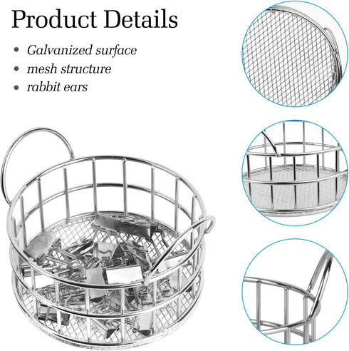 Silver Paper Clip Holder, Mesh Desk Accessories, Desk top Paperclips Metal Dispenser Organizer Desk Drawer Organizer, Small Office Supplies for School Office and Home, 2PCS
