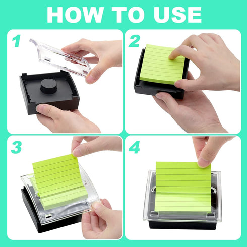 Pop Up Sticky Note Dispenser, Transparent Top for 3 x 3 Inch Sticky Notes, Black Base Clear Top (2)