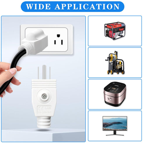 Nema 5-15P Replacement Plugs, 3 Pack Extension Cord Ends with Screwdriver, 3 Prong Replacement Plug, White