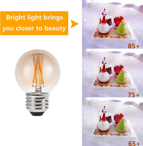 Amber Light Bulbs 40 Watt Equivalent, 6 Pack, Warm White 2700K, E26 LED G16.5 Globe Dimmable Decorative Edison