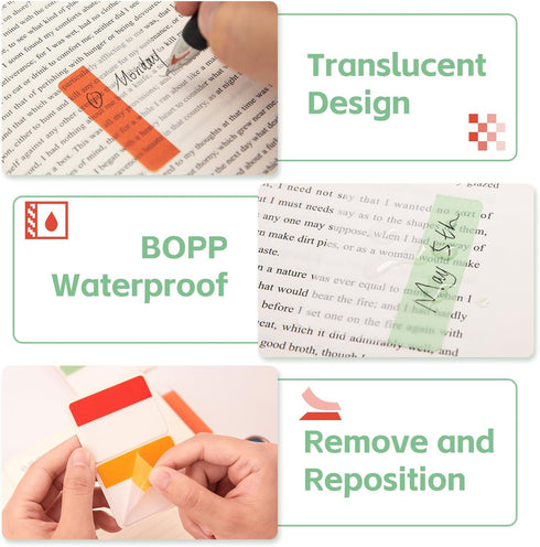 KICNIC 480 Pieces 2 Inch Sticky Tabs, Colored Self Adhesive Index Tabs, Arrow Flags for Binders and Notebooks