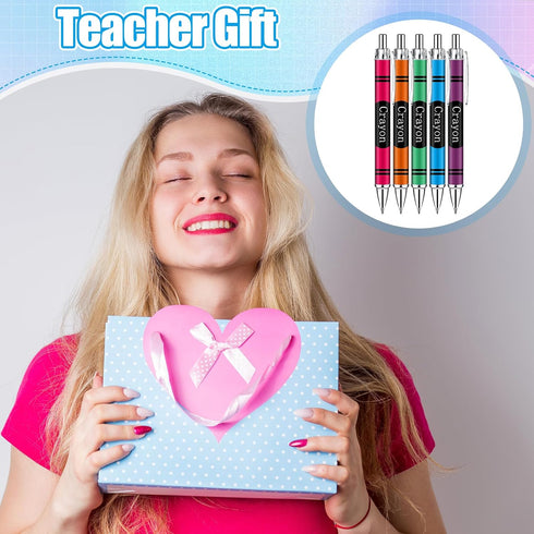 Motipuns 50 Pcs Crayon Teachers Pens Bulk Teacher Appreciation Gifts Cute Ballpoint Pens Crayon Party Favors Thank You