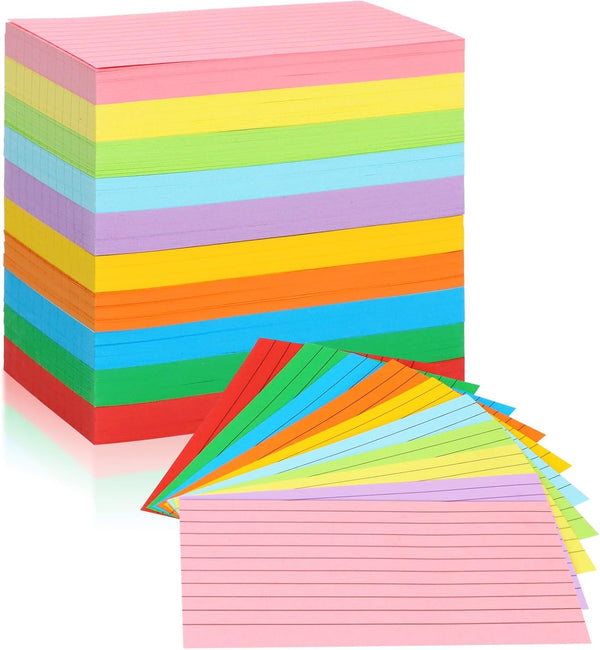 Tecmisse Index Cards 3 x 5 Colored, 600 PCS Colorful Flash Index