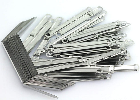 yyangz 50pcs/Box Metal File Fastener - 2-Hole Metal Binder Clip Paper Fasteners (8cm)