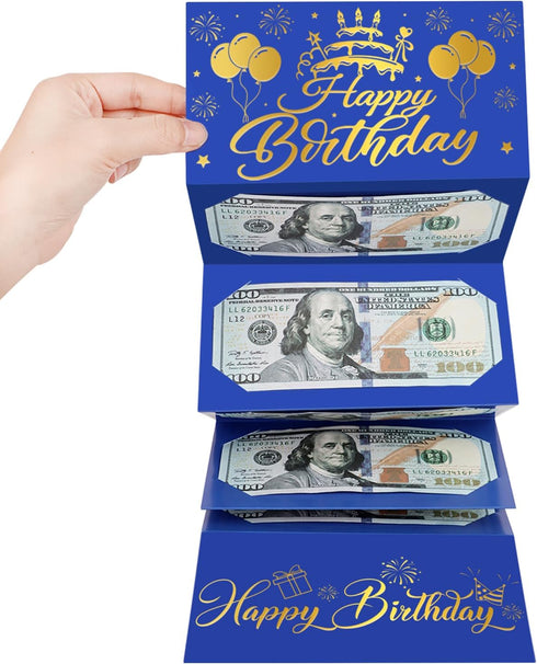 Lemicin Birthday Money Holder Envelopes for Cash Gift Surprise Blue Gold Money Envelopes