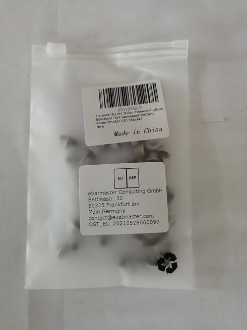 M4 Nylon Lock Nut, 304 Stainless Steel Flange Nut Inserts, Hex Lock Nuts (Pack of 50)