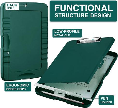 8.5x11 Sooez Clipboards with Storage, High Capacity Clip Boards with Storage, Heavy Duty Nursing Clipboard Folder