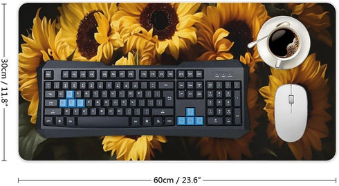 HFDSIFBUJ 12"24",Large Sunflower Bouquet Yellow Flowers Desk Mat Non-Slip Rubber Unsealed Edges Mouse Pad for Office