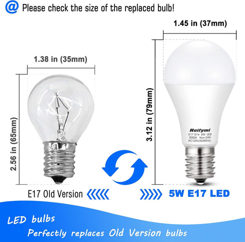 E17 Intermediate Base LED Bulbs, 3000K Warm White, 5 Watts (40W Equivalent), 500 Lumens, Non-Dimmable, 4 Pack for