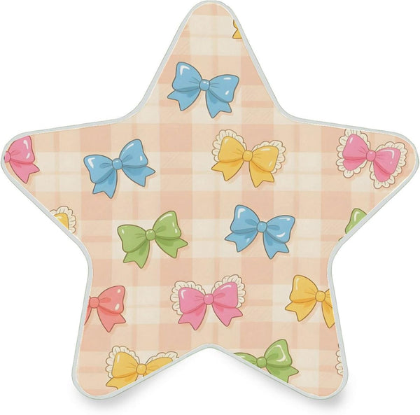 Burbuja Colorful Bows on Plaid LED Night Light Plug into Wall 0.2W Star-Shaped