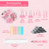 Pink Office Supplies Kit, Cute Desk Accessories for Women, Stapler and Tape Dispenser Set with Staple Remover, Clips,