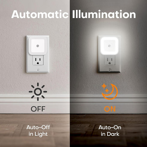 Amligy 0.5W Pack 6 Night Light, Daylight White LED Plug-in Night Light with Dusk to Dawn Sensor, of - Designed for Kids