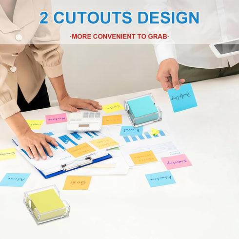 WINFFOR Acrylic Notepad Holder Dispenser - 3x3 in Sticky Note Memo Holder for Desk Organizer (W/O Pads) Office School